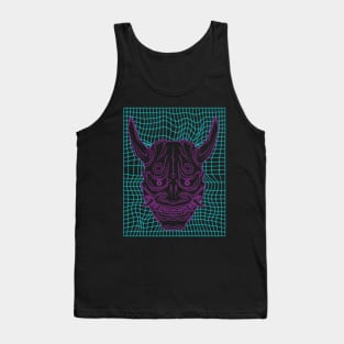 Aesthetic Synthwave Neon Pink Oni Demon Tank Top